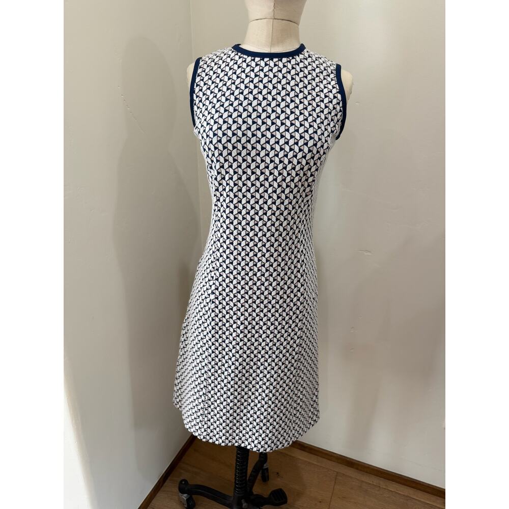 J. Mclaughlin Woman’s Crew Neck Geometric Sheath Dress Multi Colored Sz XS Navy
